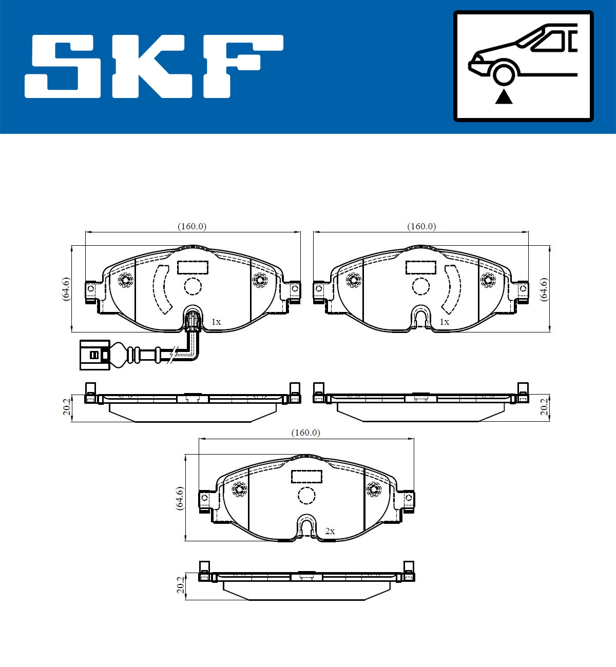 Комплект тормозных колодок, дисковый тормоз - VKBP 80018 E SKF