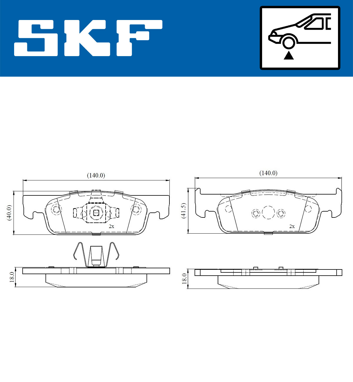 Комплект тормозных колодок, дисковый тормоз - VKBP 80019 SKF