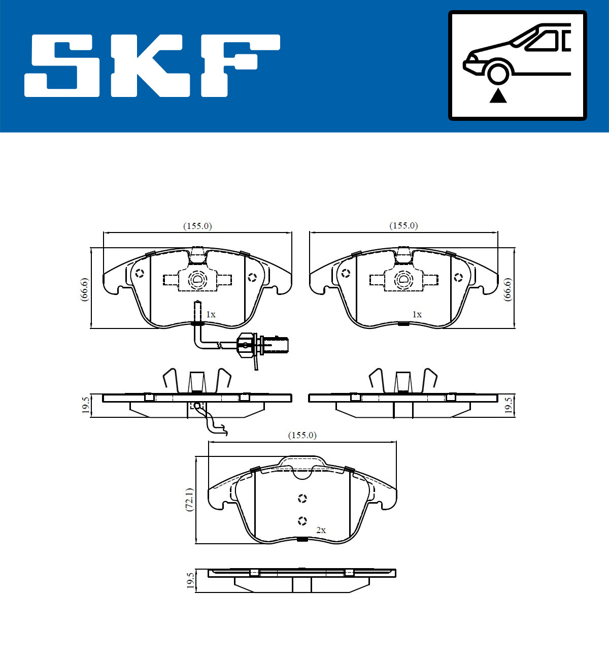 Комплект тормозных колодок, дисковый тормоз - VKBP 80046 E SKF