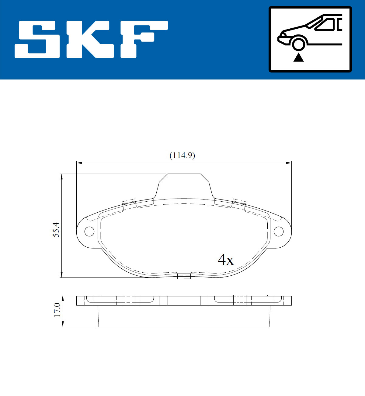 Комплект тормозных колодок, дисковый тормоз - VKBP 80087 E SKF