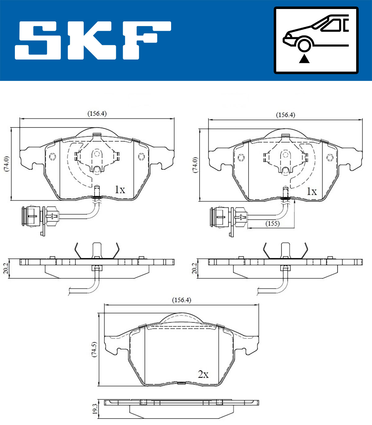 Комплект тормозных колодок, дисковый тормоз - VKBP 80113 E SKF