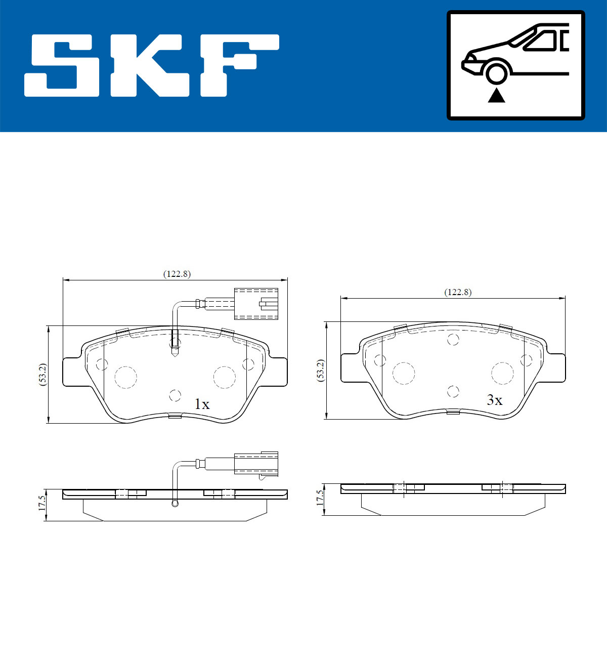 Комплект тормозных колодок, дисковый тормоз - VKBP 80145 E SKF