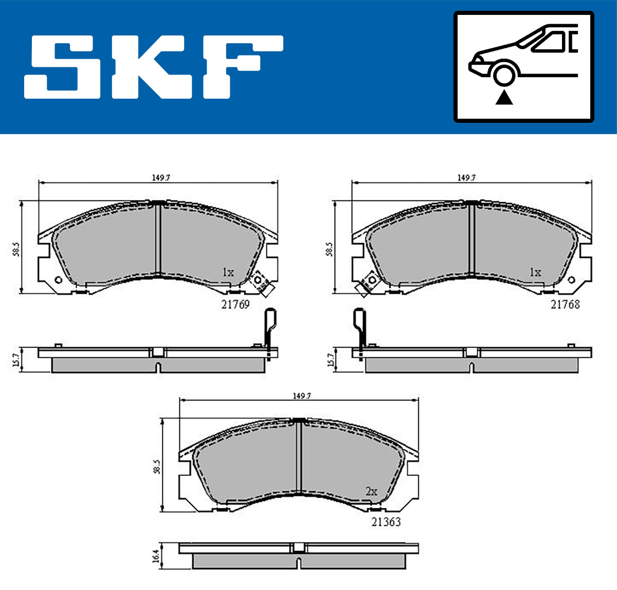 stabdžių trinkelių rinkinys, diskinis stabdys - VKBP 80230 A SKF