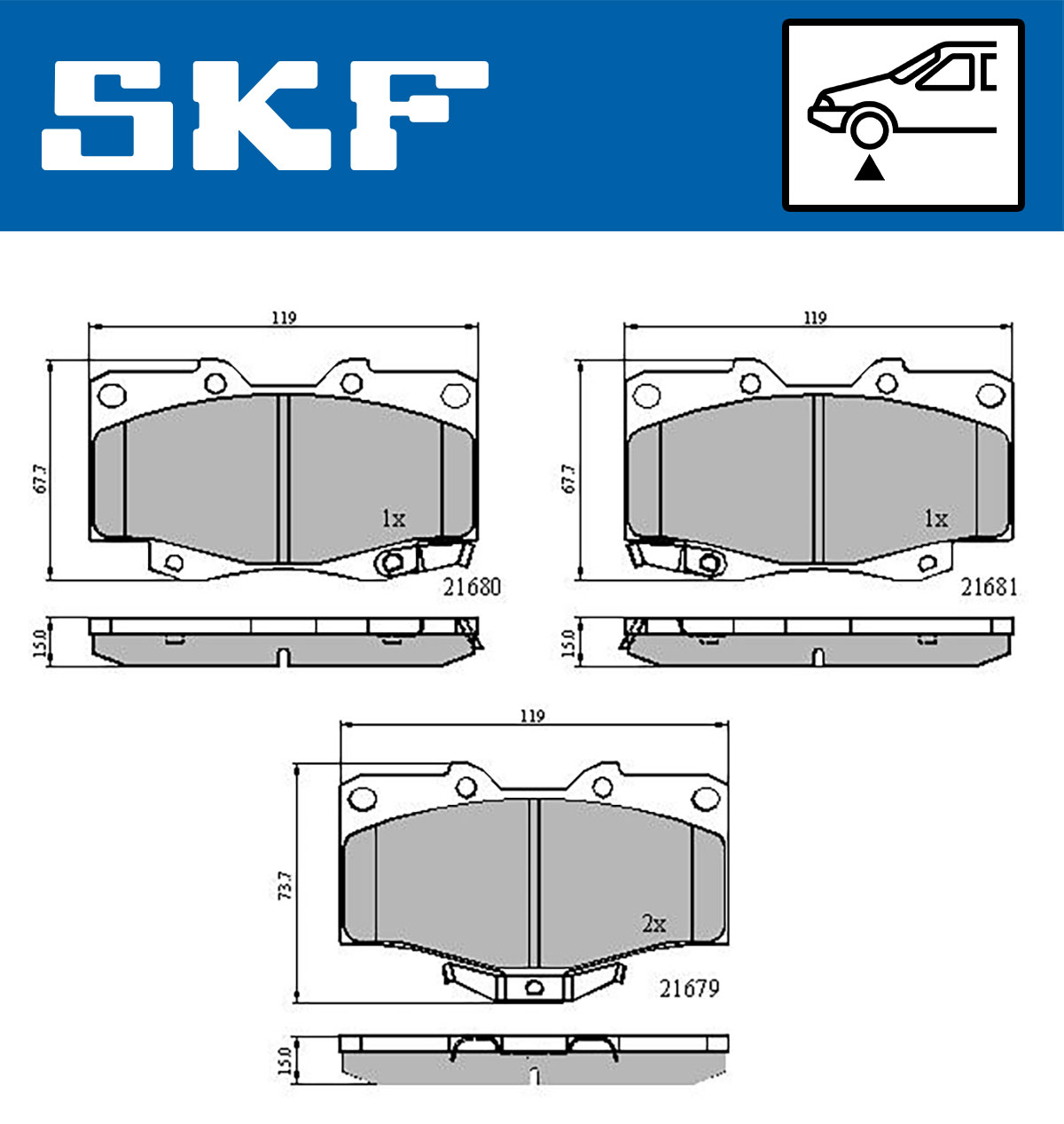 Kit pastiglie freno, Freno a disco - VKBP 80247 A SKF