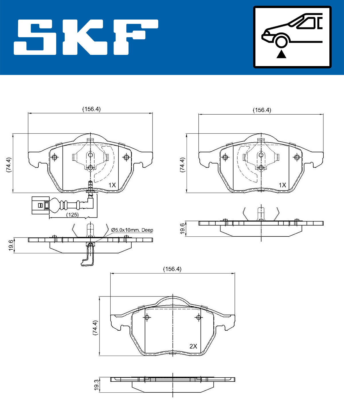 Комплект тормозных колодок, дисковый тормоз - VKBP 80270 E SKF