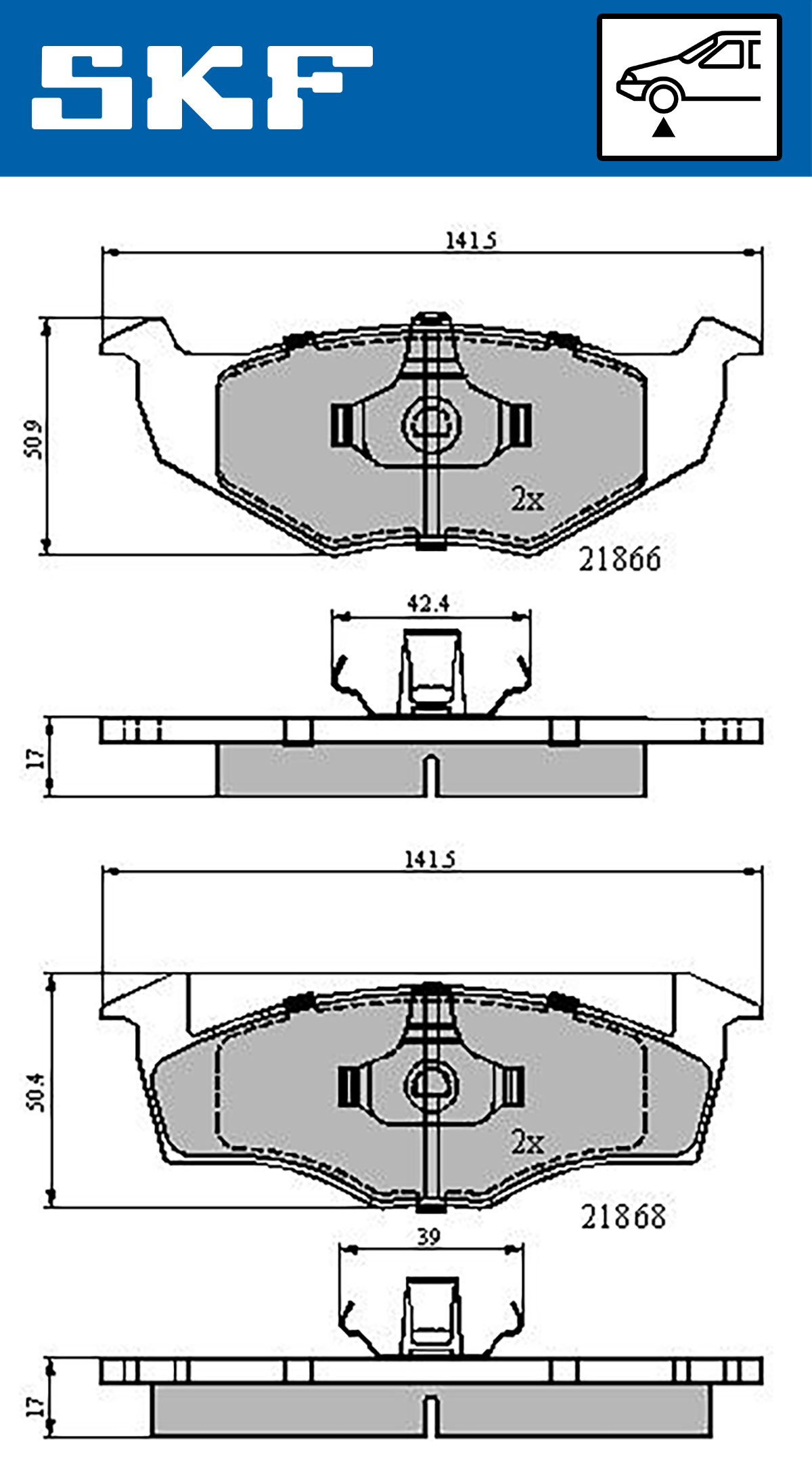 Brake Pad Set, disc brake - VKBP 80278 SKF