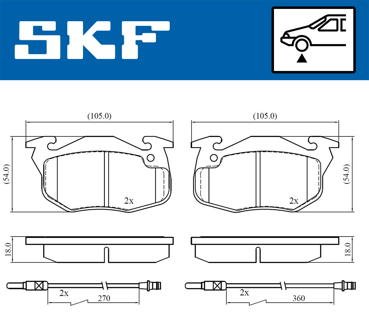 Комплект тормозных колодок, дисковый тормоз - VKBP 80352 E SKF