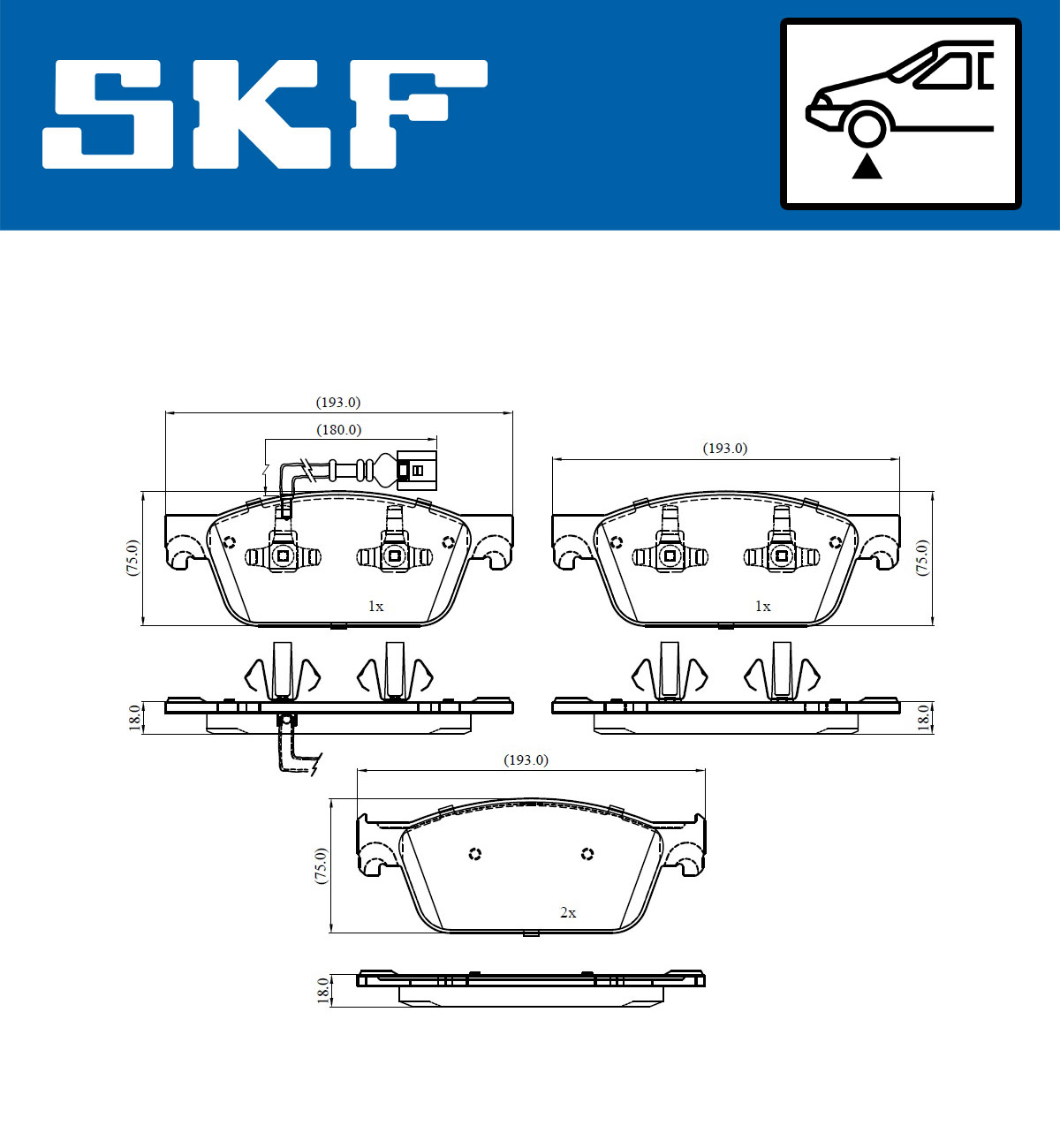 Комплект тормозных колодок, дисковый тормоз - VKBP 80445 E SKF