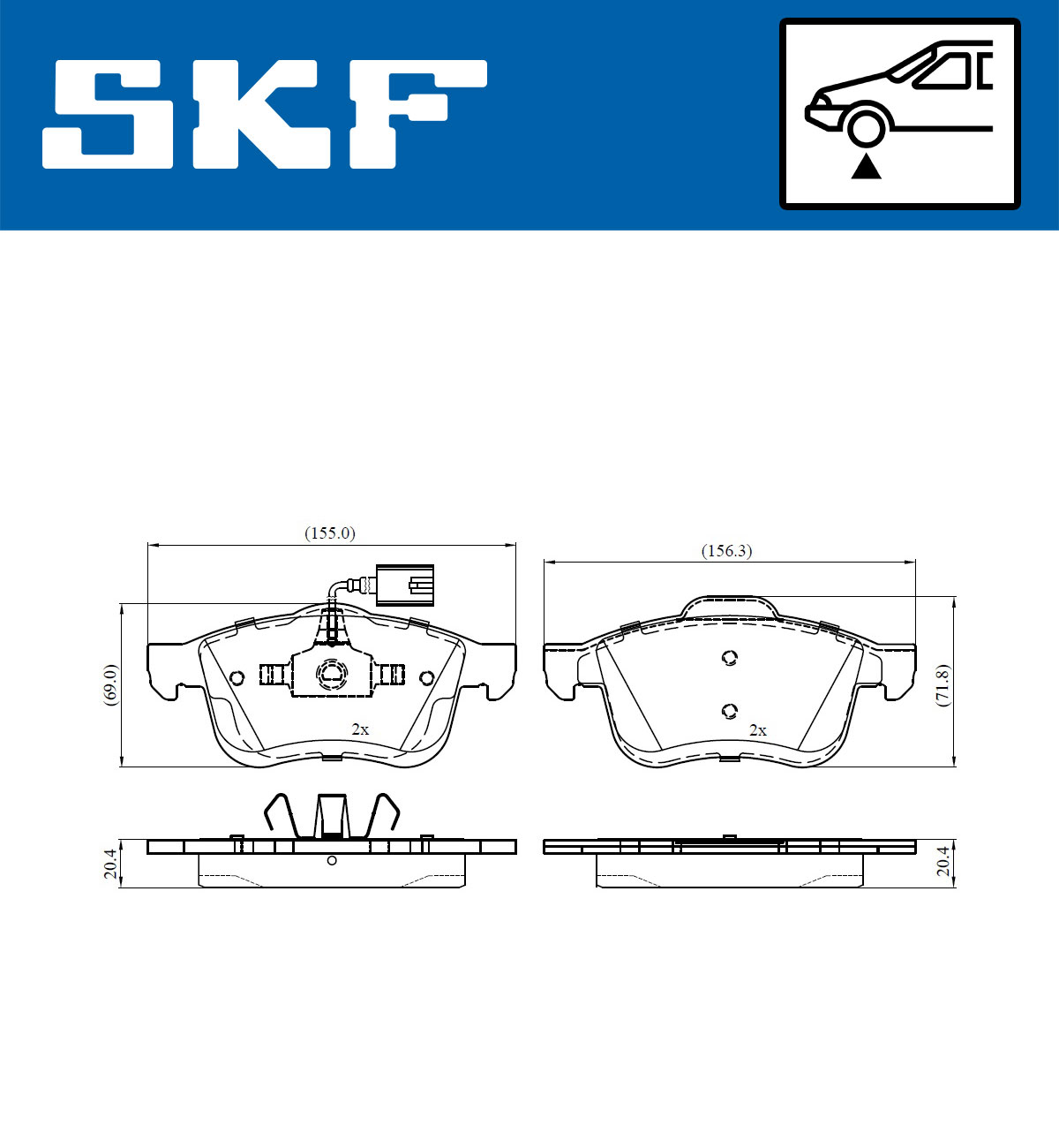 Комплект тормозных колодок, дисковый тормоз - VKBP 80476 E SKF