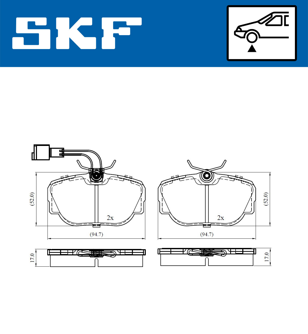 Комплект тормозных колодок, дисковый тормоз - VKBP 80480 E SKF