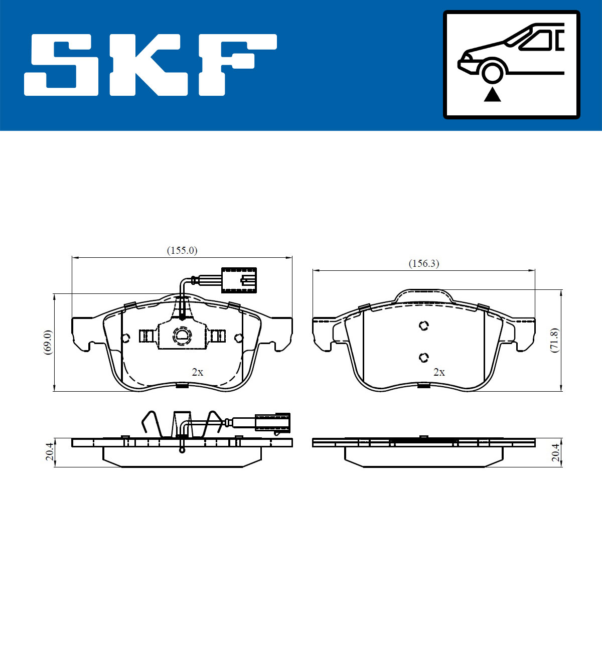 Комплект тормозных колодок, дисковый тормоз - VKBP 80487 E SKF