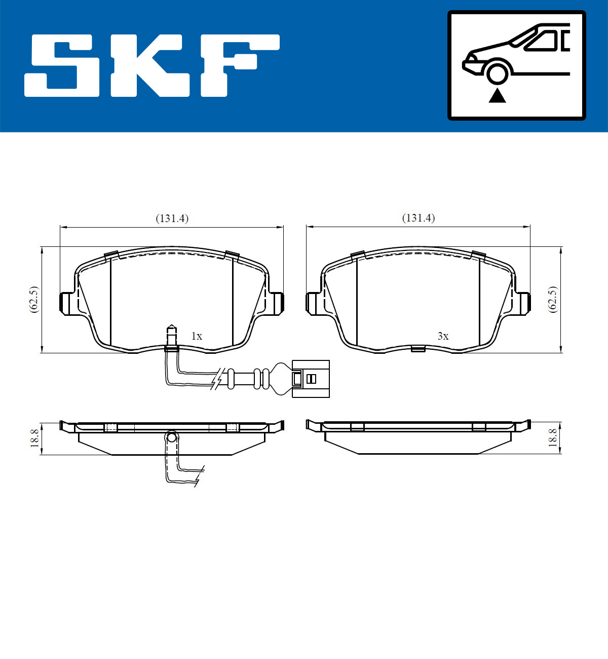 Комплект тормозных колодок, дисковый тормоз - VKBP 80494 E SKF
