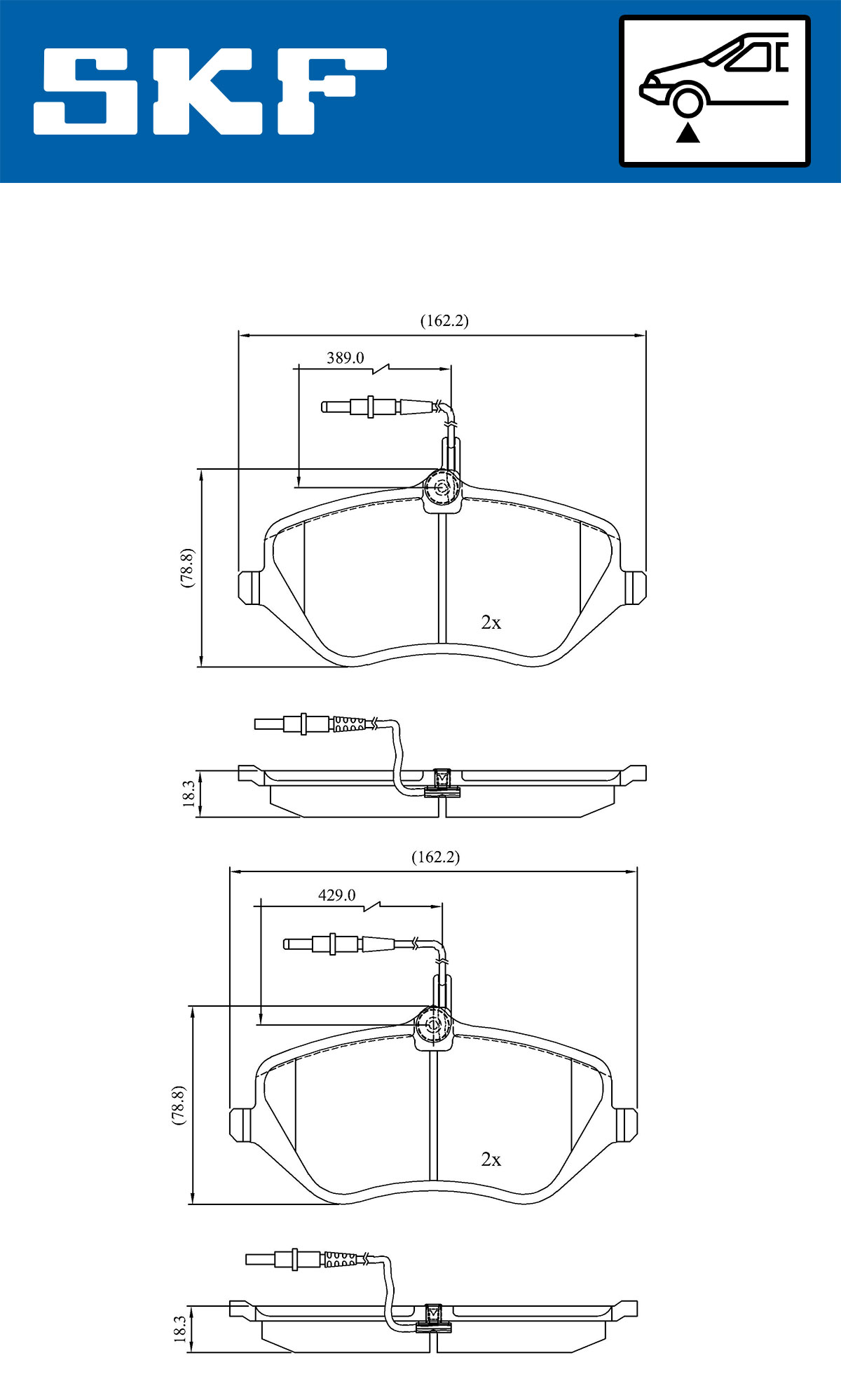 Комплект тормозных колодок, дисковый тормоз - VKBP 80519 E SKF