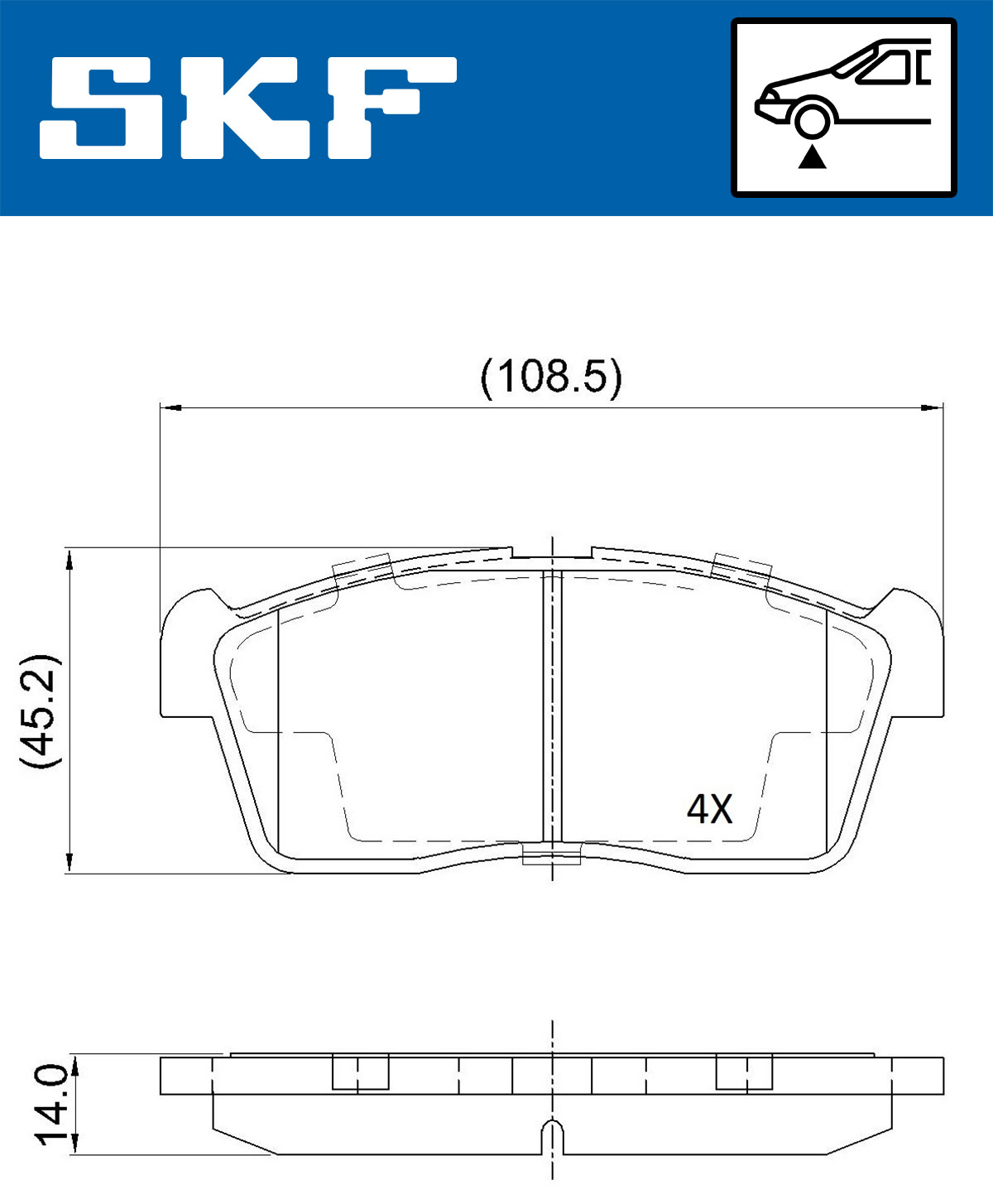 stabdžių trinkelių rinkinys, diskinis stabdys - VKBP 80542 SKF