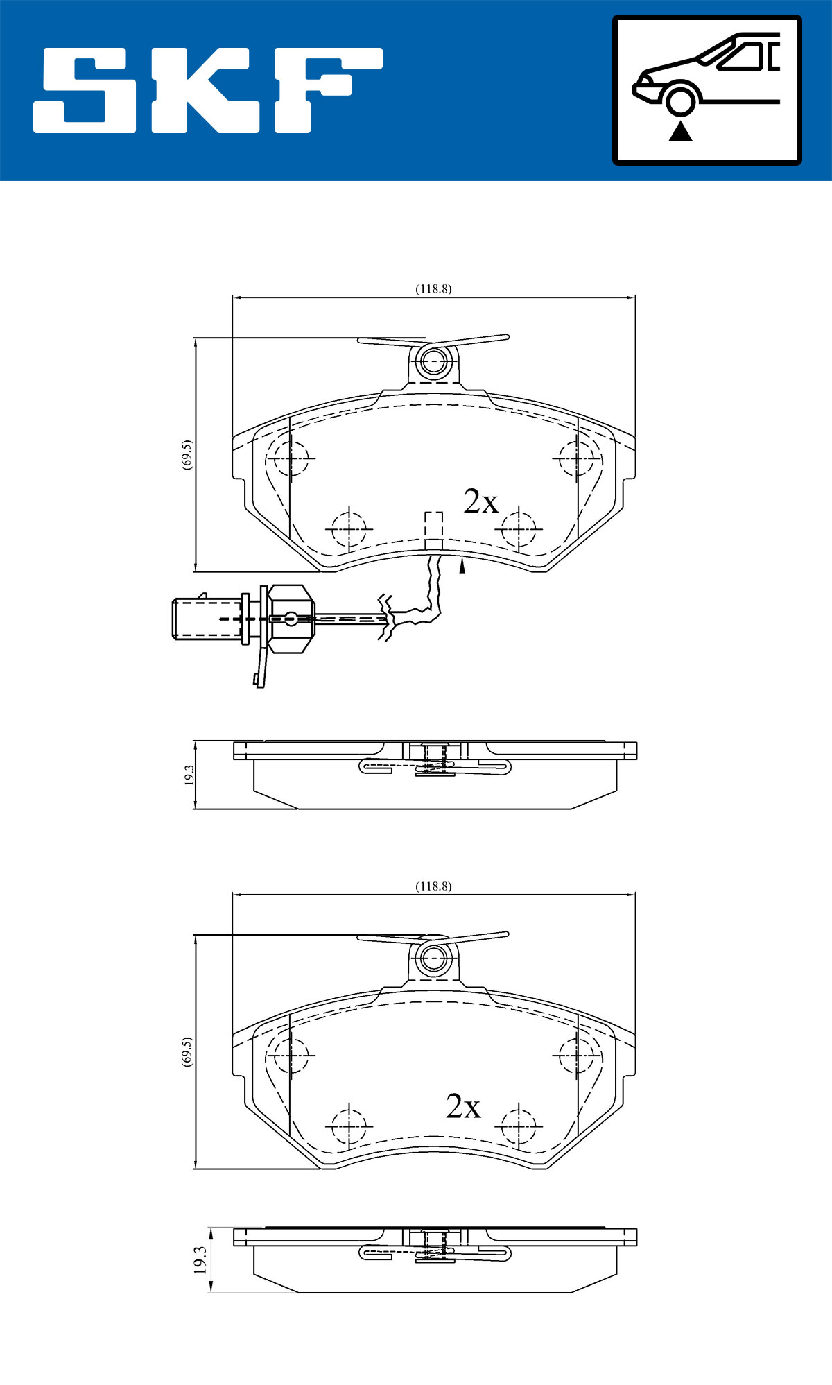 Комплект тормозных колодок, дисковый тормоз - VKBP 80547 E SKF
