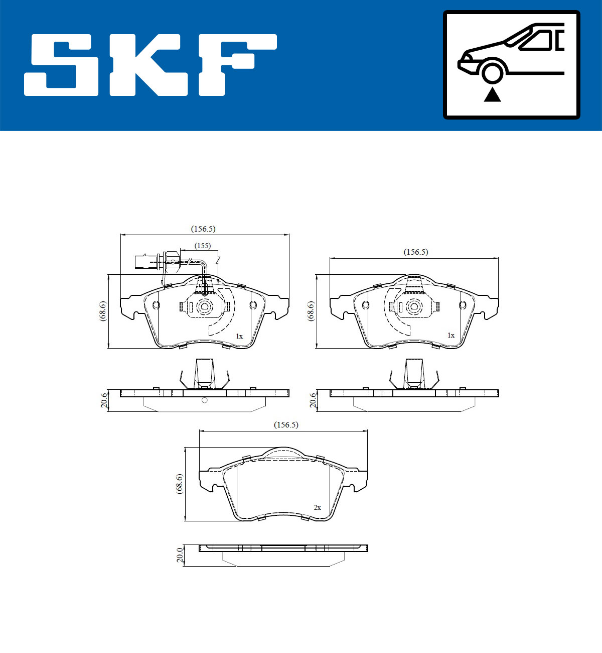 Комплект тормозных колодок, дисковый тормоз - VKBP 80573 E SKF