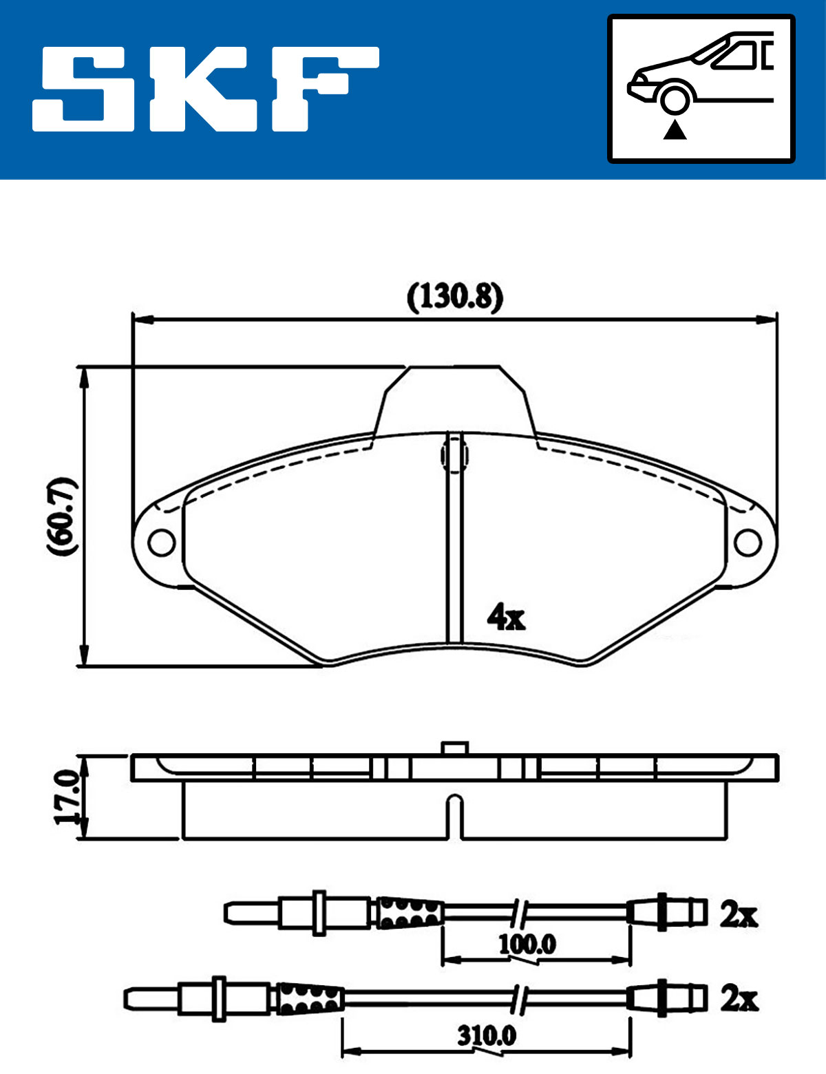 Комплект тормозных колодок, дисковый тормоз - VKBP 80601 E SKF