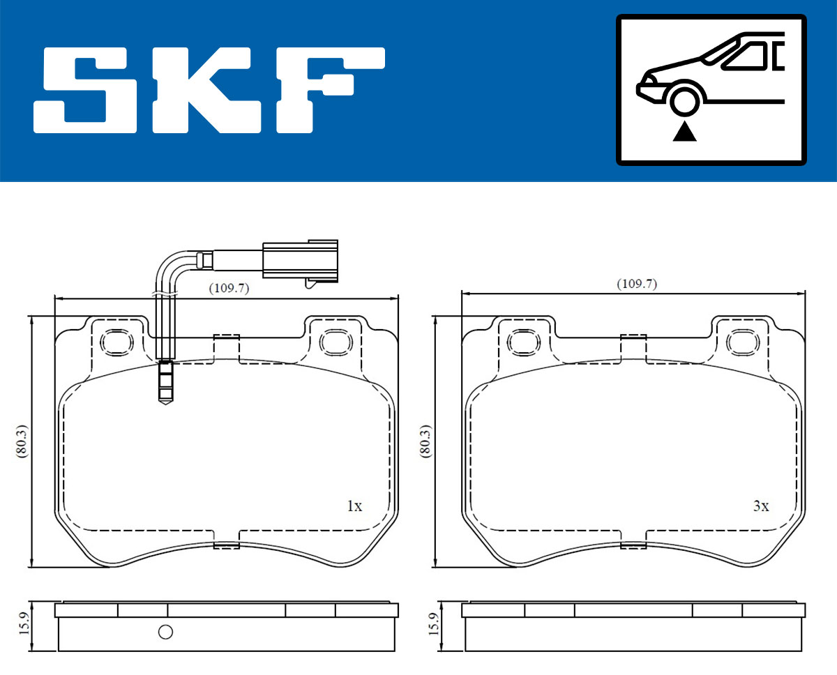 Комплект тормозных колодок, дисковый тормоз - VKBP 80610 E SKF