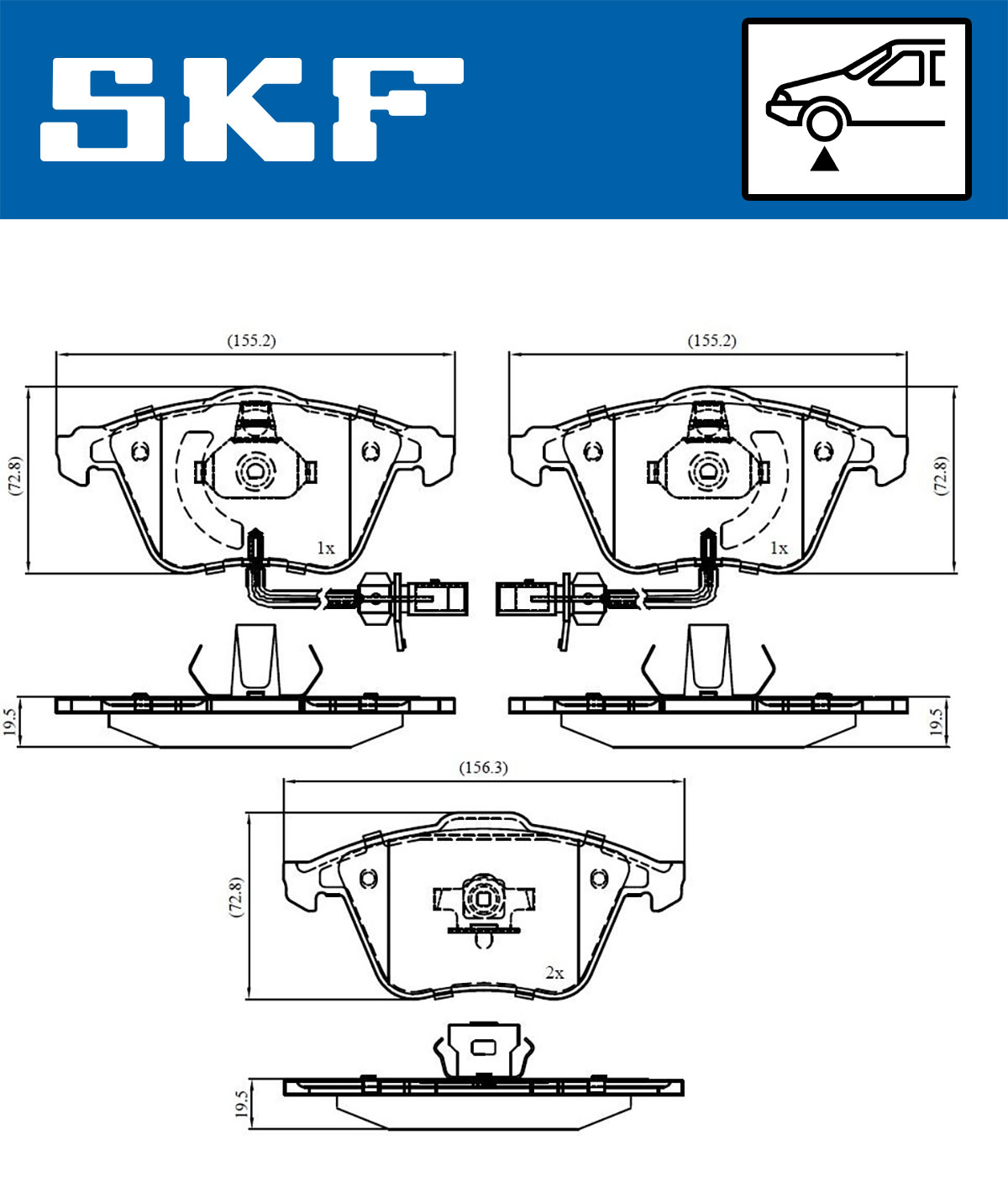 Комплект тормозных колодок, дисковый тормоз - VKBP 80617 E SKF