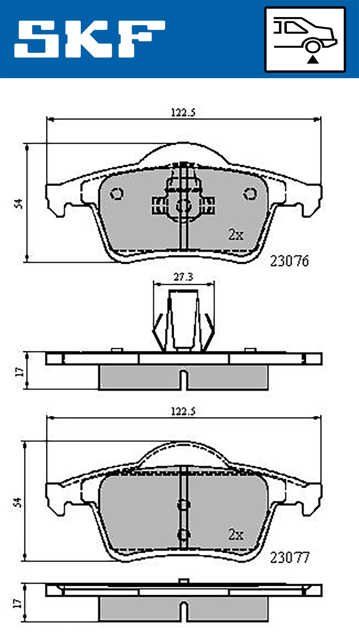 Brake Pad Set, disc brake - VKBP 90261 SKF