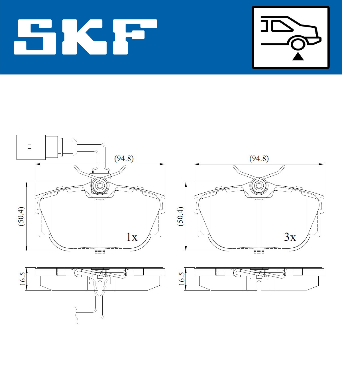 Комплект тормозных колодок, дисковый тормоз - VKBP 90493 E SKF
