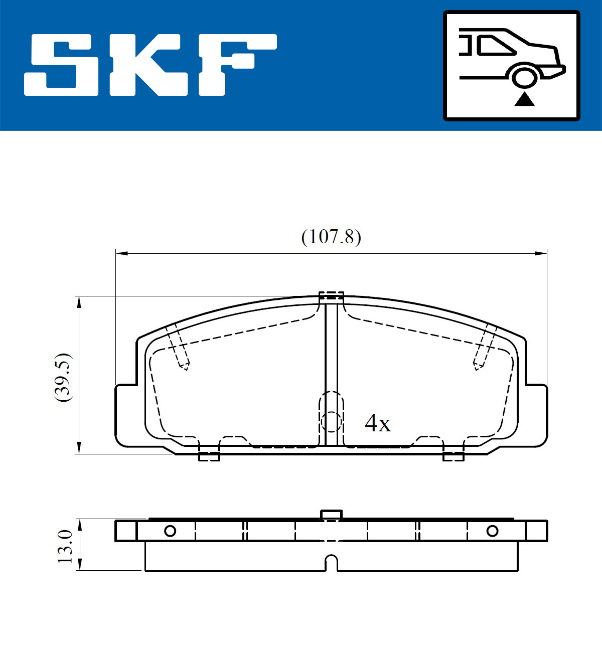 stabdžių trinkelių rinkinys, diskinis stabdys - VKBP 90587 SKF