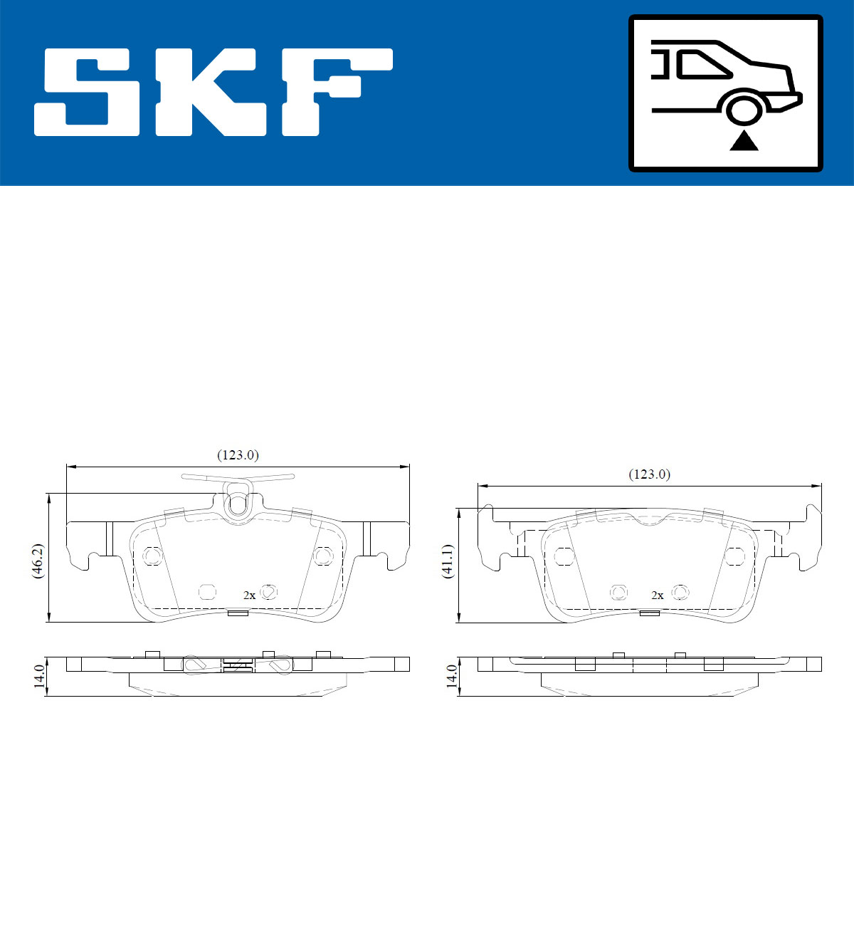 Комплект тормозных колодок, дисковый тормоз - VKBP 90600 SKF