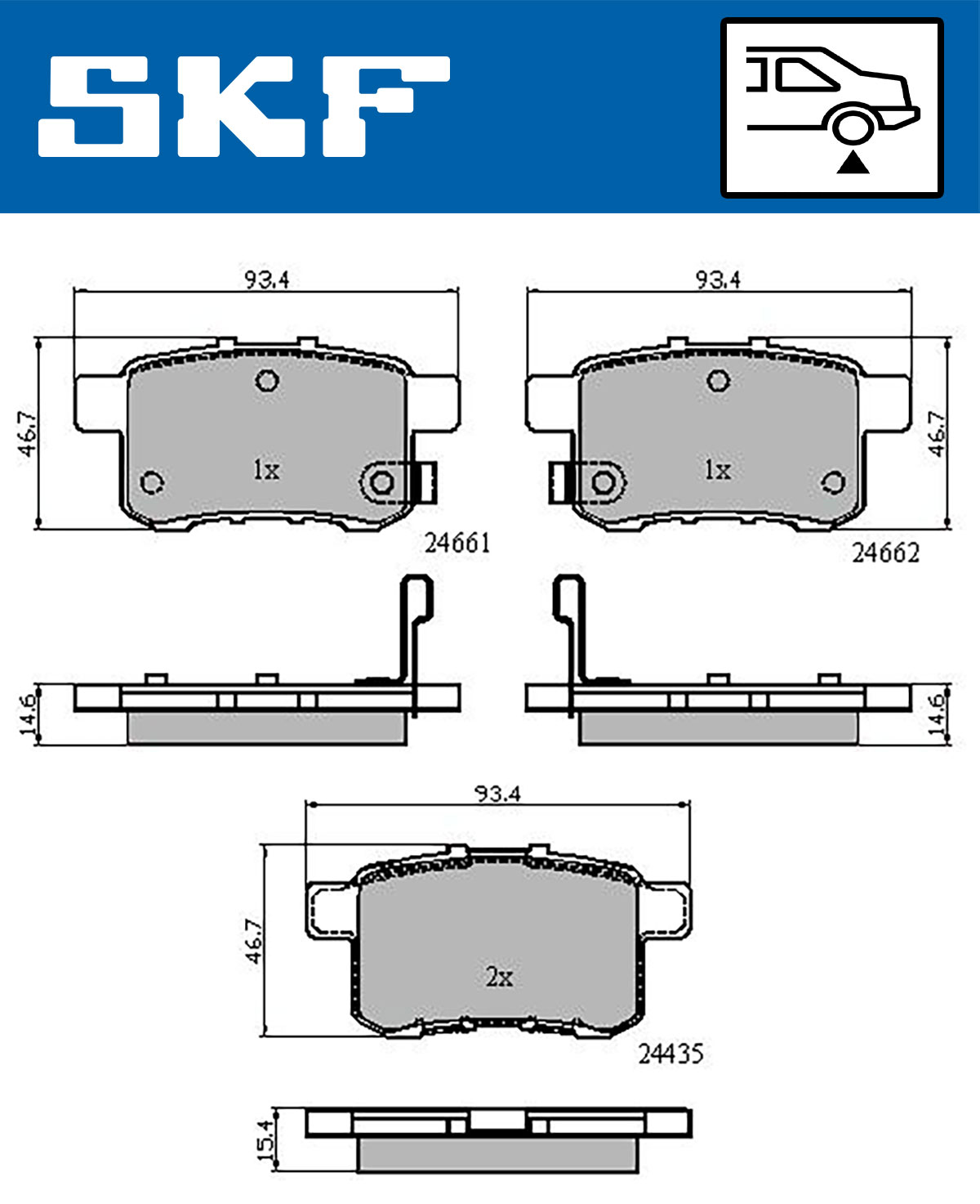 Brake Pad Set, disc brake - VKBP 90613 A SKF
