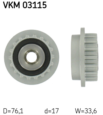 Alternator Freewheel Clutch - VKM 03115 SKF