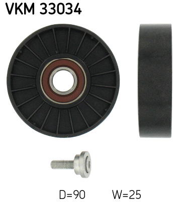 Deflection/Guide Pulley, V-ribbed belt - VKM 33034 SKF