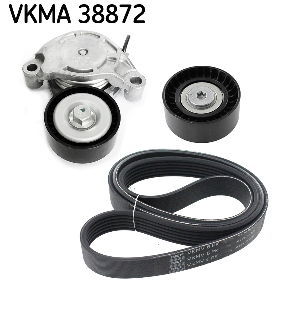 V formos rumbuotas diržas, komplektas - VKMA 38872 SKF