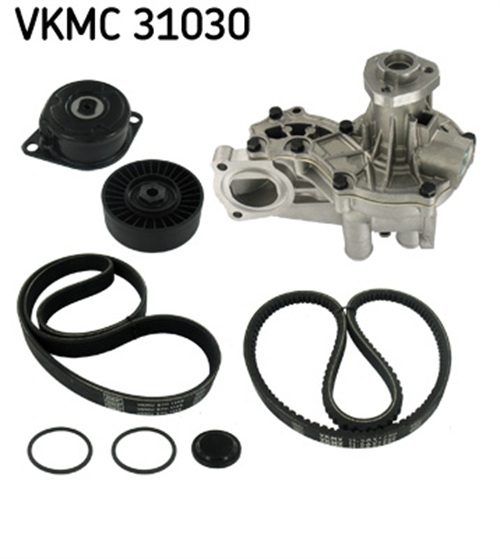 Water Pump + V-Ribbed Belt Set - VKMC 31030 SKF