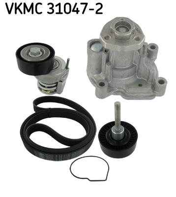 Water Pump + V-Ribbed Belt Set - VKMC 31047-2 SKF