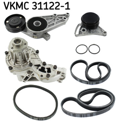 Water Pump + V-Ribbed Belt Set - VKMC 31122-1 SKF