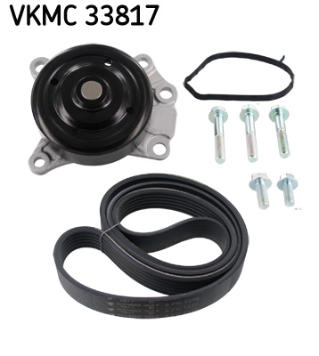 Water Pump + V-Ribbed Belt Set - VKMC 33817 SKF