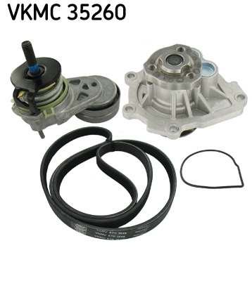 Water Pump + V-Ribbed Belt Set - VKMC 35260 SKF