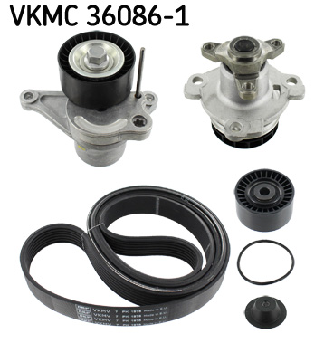 Water Pump + V-Ribbed Belt Set - VKMC 36086-1 SKF