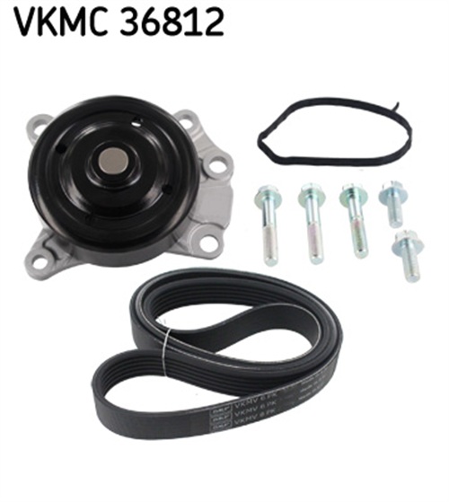 Water Pump + V-Ribbed Belt Set - VKMC 36812 SKF