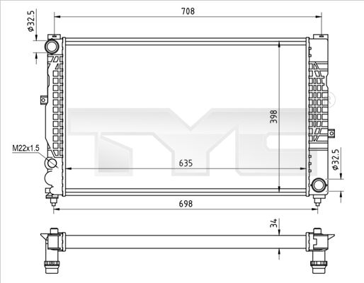 Radiator, engine cooling - 702-0010-R TYC