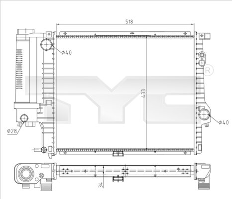 Radiator, engine cooling - 703-0010-R TYC