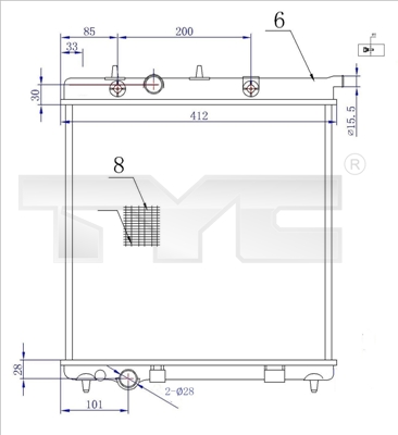 Radiator, engine cooling - 705-0072-R TYC