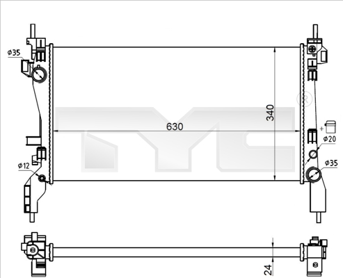 Radiator, engine cooling - 709-0021-R TYC