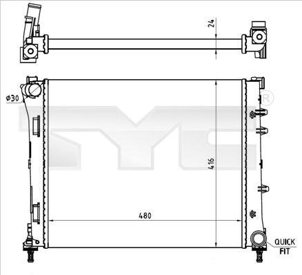 Radiatore, Raffreddamento motore - 709-0023-R TYC