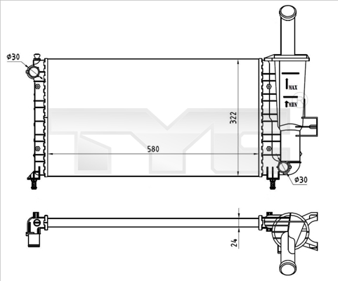 Radiator, engine cooling - 709-0026-R TYC