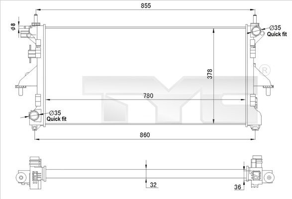 Radiator, engine cooling - 709-0028-R TYC