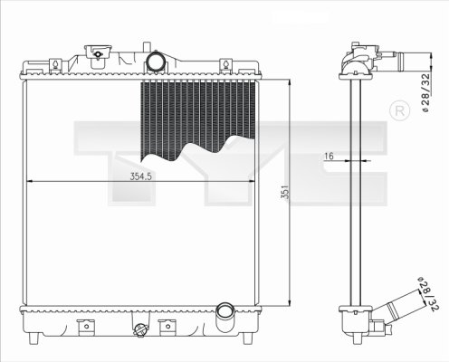 Radiator, engine cooling - 712-0052 TYC