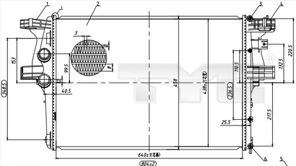Radiator, engine cooling - 715-0005 TYC