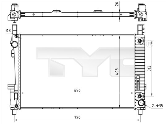 Radiatore, Raffreddamento motore - 721-0020 TYC