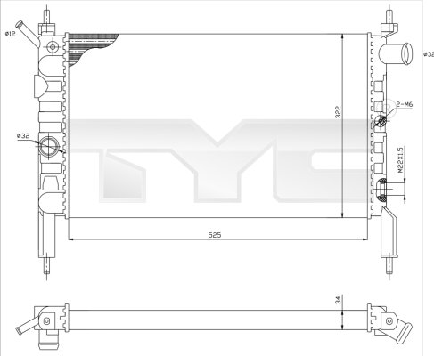 Radiator, engine cooling - 725-0018 TYC