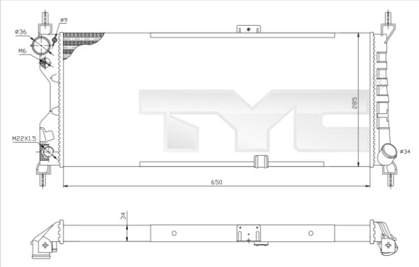 Radiator, engine cooling - 725-0019-R TYC
